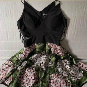 Super Cute/ Adorable- Xscape Size 2 Short Fit & Flare Dress with pink flowers